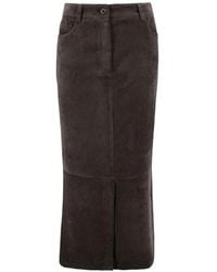 D.exterior - Corduroy Front-Slit Midi Skirt - Lyst