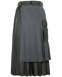 Sacai - Pleated Panelled Skirt - Lyst