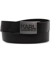 KARL LAGERFELD - Logo-Plaque Leather Belt - Lyst