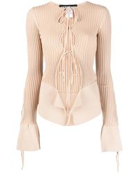 ANDREADAMO - Tie-Fastening Long-Sleeve Knitted Top - Lyst