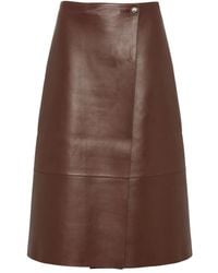 Yves Salomon - Leather Wrap Midi Skirt - Lyst