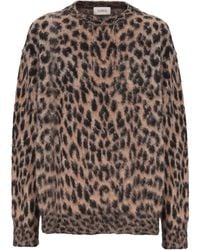 Laneus - Leopard Print Crew Neck Sweater - Lyst