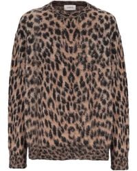Laneus - Leopard Print Crew Neck Sweater - Lyst