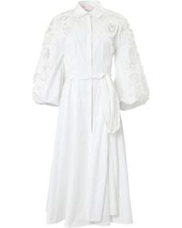 Carolina Herrera - Guipure-lace Cotton Midi Dress - Lyst