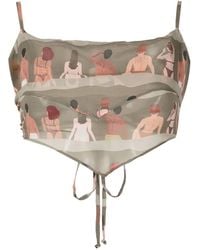 Amir Slama - Graphic-Print Silk Cropped Top - Lyst
