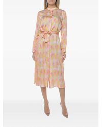 ARMANI EXCHANGE - Abstract-Print Belted Midi Dress - Lyst