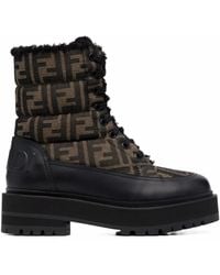 Fendi - Signature Ff-Logo Combat Boots - Lyst