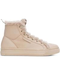 Gianvito Rossi - Shearling Leather Lace-Up Boots - Lyst