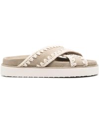 Mou - Whipstitch-trim Crossover Sandals - Lyst