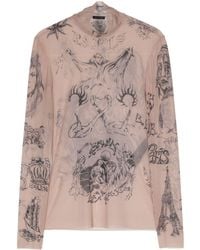 Balenciaga - Tattoo-Print Mesh Top - Lyst