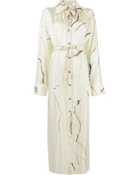 Nanushka - Abstract-Print Silk Shirt Dress - Lyst