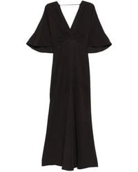 Agnona - V-Neck Midi Flared Dress - Lyst