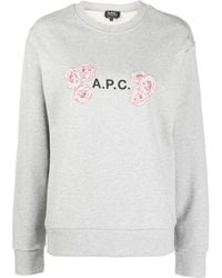 A.P.C. - Floral Logo-Print Sweatshirt - Lyst