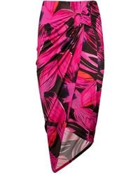 Louisa Ballou - Floral-Pattern Asymmnetric Skirt - Lyst
