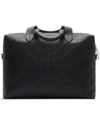 Burberry - Check-Embossed Leather Briefcase - Lyst