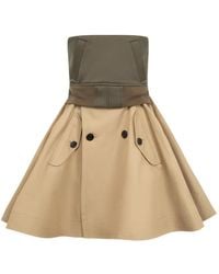 Sacai - Strapless Panelled Mini Dress - Lyst