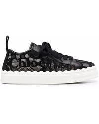 Chloé - Lauren Lace & Leather Sneaker - Lyst
