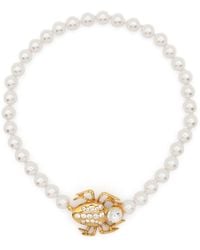Alessandra Rich - Beetle-Charm Faux-Pearl Necklace - Lyst