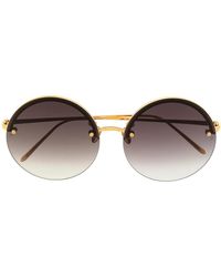 Linda Farrow - Sonnenbrille Mit Rundem Gestell - Lyst