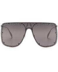 Alexander McQueen - Rhinestone-embellished Shield-frame Sunglasses - Lyst