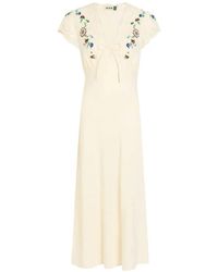 RIXO London - Amari Embroidered Lace-Trim Midi Dress - Lyst