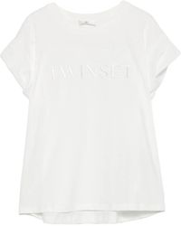 Twinset - Logo-Embroidered Cap-Sleeve T-Shirt - Lyst