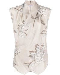 Brunello Cucinelli - Seidenbluse Mit Abstraktem Print - Lyst