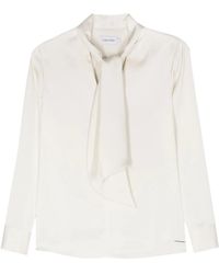 Calvin Klein - Blouse En Satin À Col Lavallière - Lyst