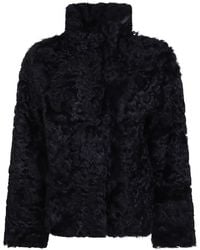 P.A.R.O.S.H. - Chaqueta Con Cuello Alto Y Efecto De Piel De Borrego - Lyst