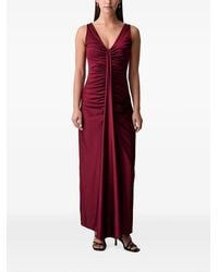 Fracomina - Robe Longue Froncée À Col V - Lyst