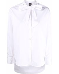 Lorena Antoniazzi - Pussbow-collar Cotton Shirt - Lyst