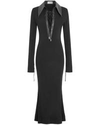 16Arlington - Talia Lace-Up Collared Midi Dress - Lyst