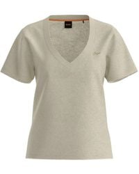 BOSS - V-Neck Linen T-Shirt - Lyst