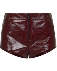 Self-Portrait - Craqué Leather Shorts - Lyst