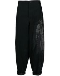 Yohji Yamamoto - Graphic-Print Drop-Crotch Trousers - Lyst