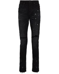 Purple Brand P004 Paint-splattered Stretch-denim Bootcut Jeans in Black for  Men