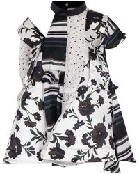 Sacai - Floral-Print Patchwork Blouse - Lyst