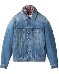 MM6 by Maison Margiela - Check-Lining Cropped Denim Jacket - Lyst