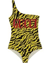 Gucci Sparkling Swimsuit With Zebra Print - Geel