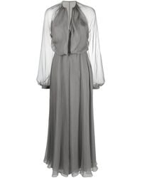 Giorgio Armani - Long-sleeve Silk Maxi Dress - Lyst
