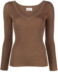 P.A.R.O.S.H. - V-neck Ribbed-knit Wool Jumper - Lyst