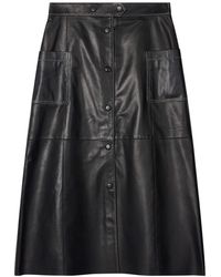 Paul Smith - Buttoned Leather Midi Skirt - Lyst