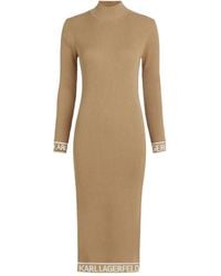 Karl Lagerfeld - Vestido midi con ribete del logo - Lyst