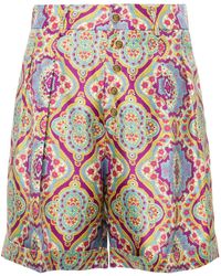 Etro - ハイウエストシルクショートパンツ - Lyst