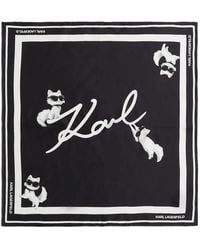 KARL LAGERFELD - Ikon Choupette Signature Silk Scarf - Lyst