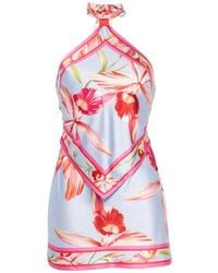 retroféte - Adelaide Floral-Print Silk Mini Dress - Lyst