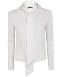 D.exterior - Sequin-Embellished Tie-Neck Sweater - Lyst