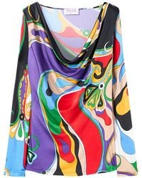 PUCCI - Cowl-Neck Abstract Print Blouse - Lyst