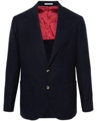 Brunello Cucinelli - Single-Breasted Wool Blend Blazer - Lyst