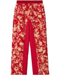 Burberry - Patterned Intarsia-knit Fleece Trousers - Lyst